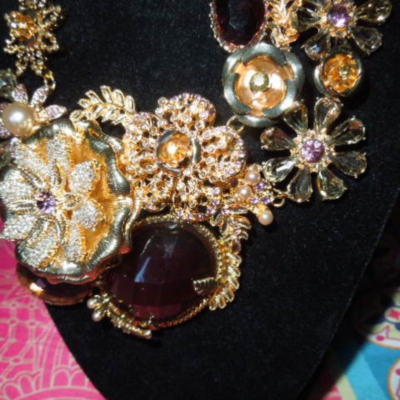 NWT Miriam Haskell Flower Statement Necklace - Picture 8 of 8